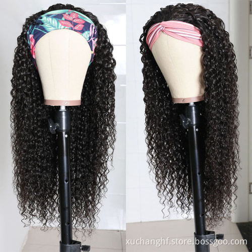 Human Hair Headband Wig For Black Women,Wholesale Long Straight Deep Water Wave Wig Headband,Kinky Curly Headband Wig Human Hair